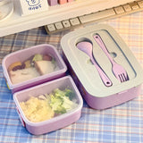 HULIANFU Kawaii Portable Lunch Box For Girls School Kids Plastic Picnic Bento Box Microwave Food Box With Compartments Storage Containers
