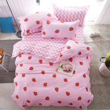 HULIANFU Nordic Style Pink Heart Bedding Set Cover Cute Bed Linens Duvet Cover Sheets and Pillowcases Queen King Size Home Textile Sets