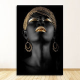 HULIANFU Wall Art Picture for living room Contemplator Black African Woman Oil Painting on Canvas Posters and Prints Scandinavian