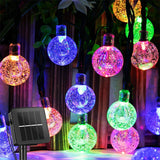 HULIANFU Solar String Lights Outdoor 60 Led Crystal Globe Lights with 8 Modes Waterproof Solar Powered Patio Light for Garden Party Decor