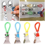 HULIANFU Pegs Household 5 Tea Towel Hanging Clips Clip On Hooks Loops Hand Towel Hangers Hanging Clothes Pegs Kitchen Bathroom Organizer