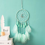 HULIANFU Original silver gray dream catcher 2 ring Indian feather hanging art gifts to bestie friends creative valentine's day gifts