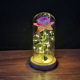 HULIANFU Valentines Day Gift for Girlfriend Eternal Rose LED Light Foil Flower In Glass Cover Mothers Day Wedding favors Bridesmaid Gift