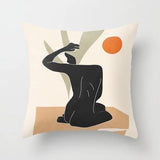 HULIANFU   ZENGA Geometric Abstract Cushion Cover Tropic Modern Art Brown Throw Pillow Cover Double Side Print Decorative Cushion For Sofa