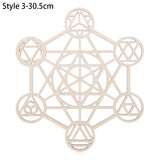 HULIANFU Log Color Chakra Pattern Round Edge Circles Carved Wooden Stand Coaster Flower of life Reload Stone Kitchen Hot Pad Mat Decor