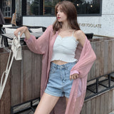 Hulianfu Women Blouse Sun Protection Fashion Long Lantern Sleeve Outerwear Sheer All-match Thin Beach Street Comfort Korean Style Leisure