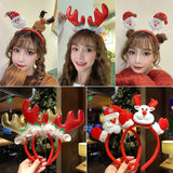HULIANFU 2023 Christmas Led Light Headbands Santa Elk Antlers Headband Kids Adult Headwear Ornaments Christmas Party Cosplay Supplies