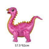 HULIANFU Large 4D Walking Dinosaur Foil Balloons Jungle Animal Boys Birthday Party Decors Jurassic  Standind Dragon Kids Toys Air Globos