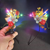 HULIANFU 2023 Luminous Elk Antler Headband Christmas Concert Forest Branch Deer Ear Headgear Hair Accessories Scenic Stage Show Photo Props