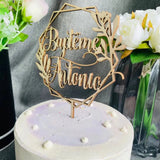 HULIANFU Personalized Names Wedding Cake Topper Geometric Custom Unique First Names Wedding Cake Topper  Decoration Bridal Shower