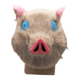 HULIANFU Inosuke Hashibira Mask Helmet Demon Slayer Kimetsu No Yaiba Cosplay Hood Hair Pig Mask Headwear Halloween Carnival Costume Prop