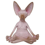 HULIANFU New Cat Figurine Sphynx Meditation Statue Yoga Animal Cat Meditate Art Sculpture Micro Decoration Garden Home Office Ornament