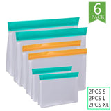 HULIANFU Reusable PEVA Food Bag Freezer Stand Up Food Storage Bag Silicone Bag Leakproof Top Kitchen Organizer Fresh Shut Bags BPA Free