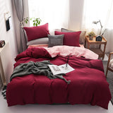 HULIANFU Nordic Double Color Bedding Set Single Queen King Duver Cover Set 240x220 Bed Sheet Bed Linen Pillowcase Gray Pink Quilt Covers