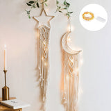 HULIANFU Macrame Dream Catcher Boho Home Decor Moon Ramadan Decoration Macrame Wall Hanging Baby Nordic Room Decoration Kids Nursery