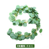 HULIANFU 2023 Green Eucalyptus Leaves Garland Wisteria Artificial Flowers Rattan Fake Plant Silk Leaf Vines For Wedding Birthday Party Decor