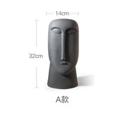 HULIANFU Nordic Ins Minimalist Ceramic Abstract Vase Black and White Human Face Creative Display Room Decorative Figue Head Shape Vase