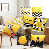 HULIANFU New Style Geometric Yellow Pillowcase Decorative Cushion For Sofa DIY Printed Pillow Chair Car Cushion Christmas Home Decoration