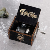 HULIANFU New Black Castle In The Sky Queen  Music Box Wooden Music Box Birthday Gift Antique Carved Wooden Handle