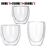 HULIANFU Transparent glass coffee cup milk whiskey tea beer double creative heat resistant cocktail Vodka wine mug Drinkware tumbler cups