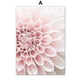 HULIANFU Pink Flower Dahlia Peony Coral Corridor Quotes Wall Art Canvas Painting Nordic Posters And Prints Wall Pictures For Living Room