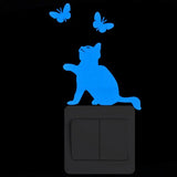 HULIANFU Light Switch Sticker Luminous Wall Stickers Cartoon Glow in the Dark Sticker Decal for Kids Room Decoration Home Decor Cat Fairy