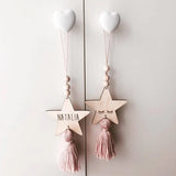 HULIANFU Nordic Style Wall Hanging Ornament For Photography Props Cute Star Shape Wooden Beads Tassel Pendant Baby Room Decoration