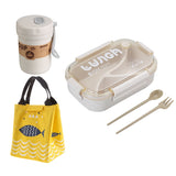 HULIANFU TUUTH Microwave Lunch Box Wheat Straw Bento Box 750ML BPA Free Food Storage Container with Soup Cup