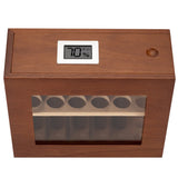 HULIANFU New Wooden Humidor Box For Cigar W/ Hygrometer Humidifier Portable Glass Window Cedar Wood Case Fit 12-25 Cigars Storage Cabinet
