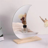 HULIANFU Makeup Mirror Ins Irregular Acrylic Decorative Mirror Wooden Base Cosmetic de maquillaje Beauty Tools Korean style