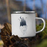 HULIANFU Night Forest Mountain Print Enamel Creative Coffee Tea Water  Milk Cups Camping Mugs Handle Drinkware Vacation Hiking Mug Gifts