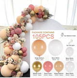HULIANFU Rose Apricot Balloon Garland Arch Kit Wedding Birthday Party Decoration Kids Confetti Latex Balloons Baby Shower Decor Baloon