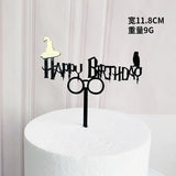 HULIANFU New Cartoon Happy Birthday Acrylic Cake Topper Cute Boy Witch Cake Topper For Kids Birthday Party Cake Decorations Baby Shower