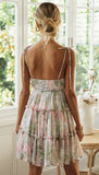 hulianfu hulianfu Floral Print Boho Sundress Women Ruffle Summer Dress Casual Beach Short Dress Flower Vintage Dress Women Fashion Clothes