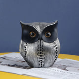 HULIANFU Nordic Style Owls Ornament Owl Resin Craft Lovely Bird Miniatures Figurines for Home Decor Living Room Bedroom Office Decoration