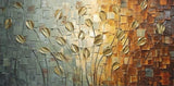HULIANFU Nordic Art Abstract Leaves Flowers Oil Painting on Canvas Wall Art Posters Prints Wall Pictures for Living Room Home Cuadros
