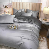 HULIANFU OLOEY 60S long-staple cotton Bedding Set Egyptian Solid color embroidery Bed set Duvet Cover Bed Sheet spread Fit sheet bed set