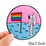 HULIANFU Van Gogh Embroidered Patches on Clothes DIY Cartoon Wave Applique Clothing Thermoadhesive Patches for Clothing DIY