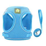 HULIANFU Nylon Mesh Puppy Cat Harnesses Vest Reflective Dog Harness and Leash Set for Chihuahua Pug Small Medium  Walking Lead Leash