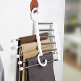 HULIANFU Stainless Steel Hangers Storage Tie Clips Multi-function 5 Layers Clothes Pants Rack Jeans Drying Rack Double Hooks Save Space