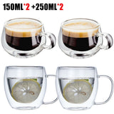 HULIANFU Transparent glass coffee cup milk whiskey tea beer double creative heat resistant cocktail Vodka wine mug Drinkware tumbler cups