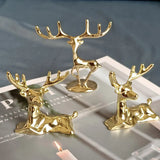 HULIANFU Nordic Style Mini Light Luxury Imitation Copper Elk Ornaments  Deer Sculpture Gold plated zinc alloy deer ornaments decoration