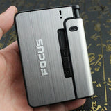 HULIANFU Portable Automatic Cigarette Case Metal Cigarette Boxes 10PCS Cigarette Holder Case Not Lighter Gadget For Men Christmas Gifts