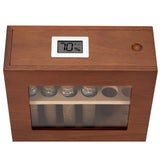 HULIANFU New Wooden Humidor Box For Cigar W/ Hygrometer Humidifier Portable Glass Window Cedar Wood Case Fit 12-25 Cigars Storage Cabinet