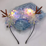 HULIANFU 2023 Luminous Elk Antler Headband Christmas Concert Forest Branch Deer Ear Headgear Hair Accessories Scenic Stage Show Photo Props