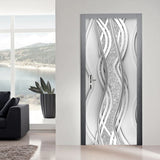 HULIANFU Modern PVC Door Sticker Self Adhesive Vinyl Silver Water Wave Pattern Waterproof Wall Sticker Home Decor Wallpaper