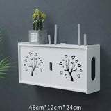 HULIANFU Large Wireless Wifi Router Storage Box PVC Density Panel Shelf Wall Hanging Board Bracket Cable  Organizer Home Decor