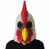 HULIANFU White Latex Rooster Adults Mad Chicken Cockerel Mask Halloween Scary Funny Masquerade Cosplay Mask Party Mask