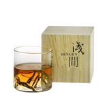 HULIANFU Japan 3D Mountain Whiskey Glass Glacier Old Fashioned Whisky Rock Glasses Whiskey-glass Wooden Gift Box Vodka Cup Wine Tumbler