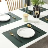 HULIANFU Rectangular Table Mat PU Leather Placemat  Waterproof Greaseproof  Pad Kitchen for Dining Anti-Scalding Insulation
